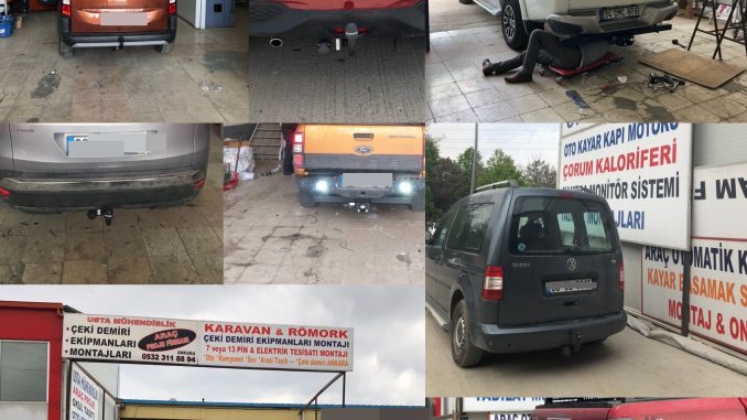 ARABALARA KAMYONETLERE OTO SUV ARAZİ TAŞITI çeki demiri takma montesi ve araç proje firması USTA MÜHENDİSLİK OTO DİZAYN Ankara.OSTİMDE