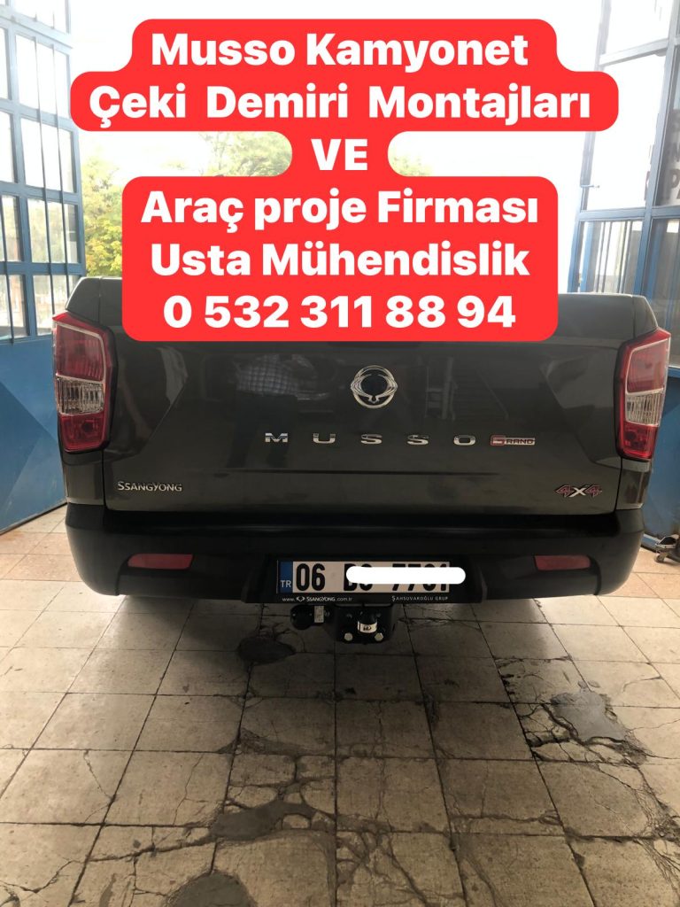 musso ssnagyong musso kamyonet çeki demiri takma montjı ve araç proje firması ankaraUSTA MÜHENDİSLİK