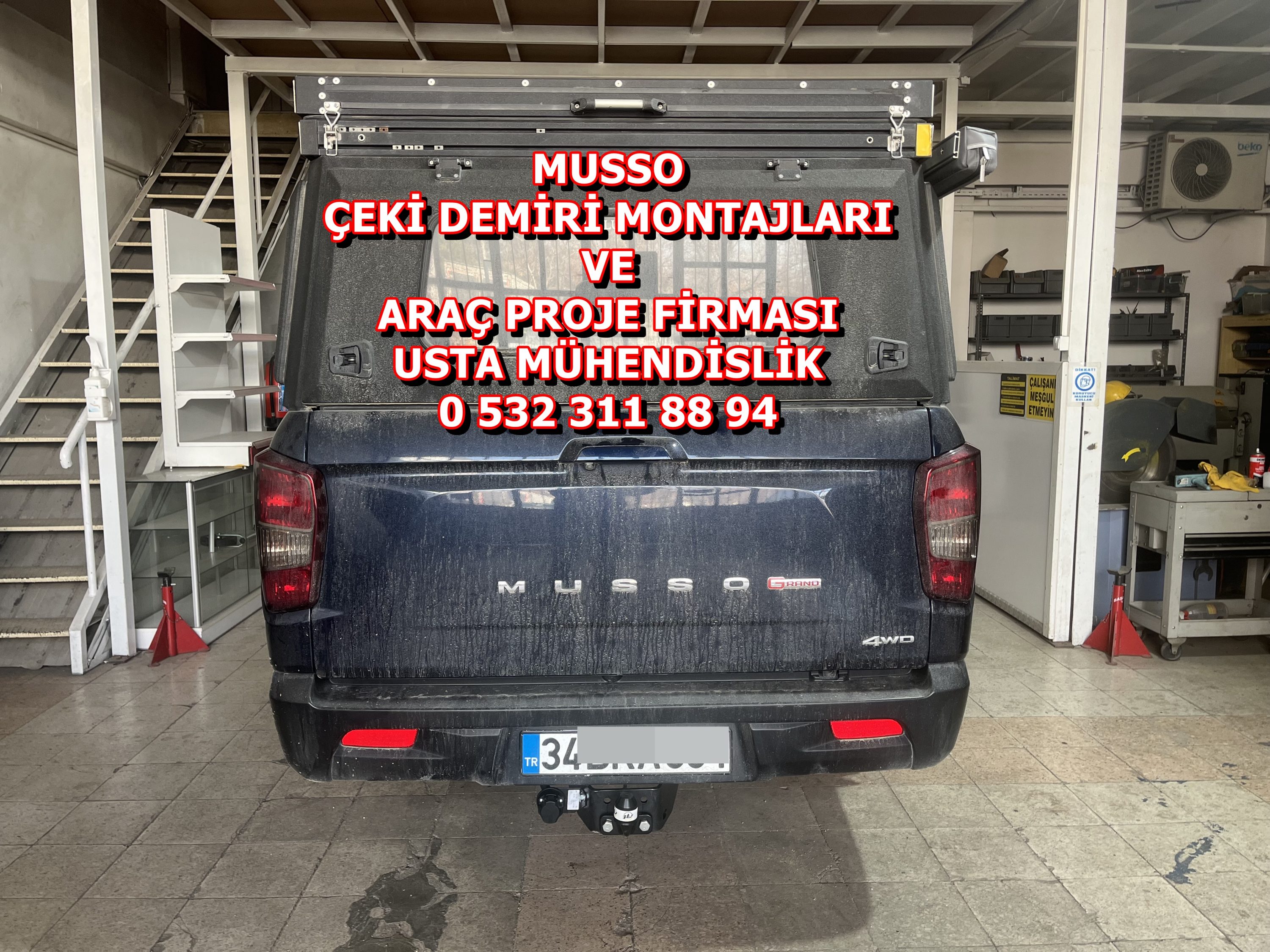 musso ssnagyong musso kamyonet çeki demiri takma montjı ve araç proje firması ankara