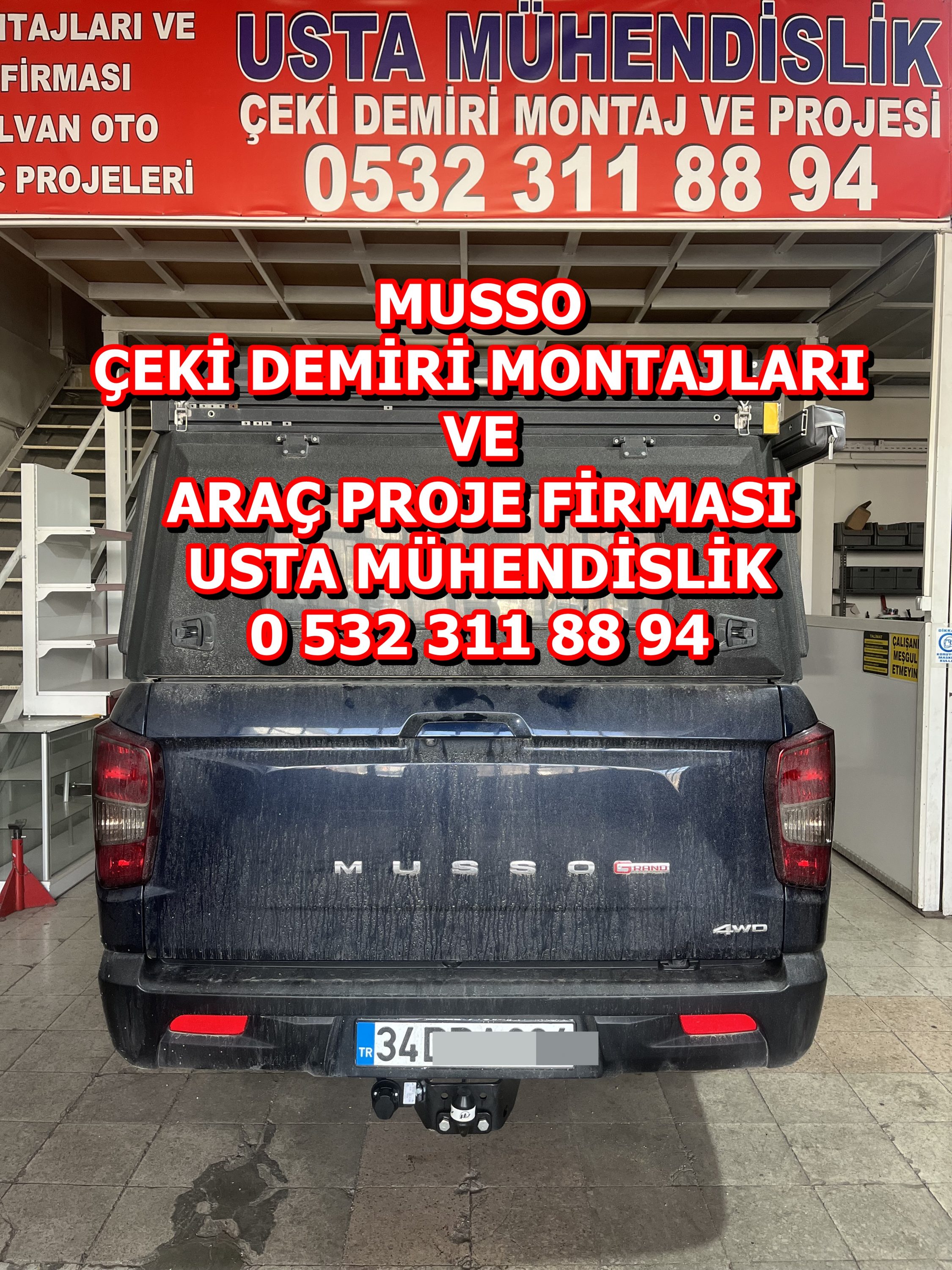 musso ssnagyong musso kamyonet çeki demiri takma montjı ve araç proje firması Ankara